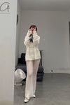 SWAYING/KNIT Flared Pants SW212XZ48 White PS26